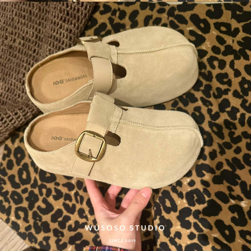 Langui Vintage Birkenstock-stil muly sa zatvorenim prstom za žene, gornji dio od Super Fiber, gumeni đon, debljina đona 3–5 cm, Slip-On