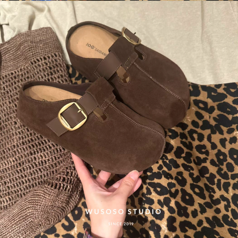 Langui Vintage Birkenstock-stil muly sa zatvorenim prstom za žene, gornji dio od Super Fiber, gumeni đon, debljina đona 3–5 cm, Slip-On