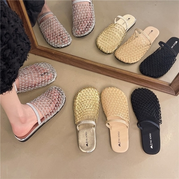 Korejskog stila PU slip-on loaferice s prozračnim gornjim dijelom od mreže, gumom potplata, ravna peta 0–3 cm
