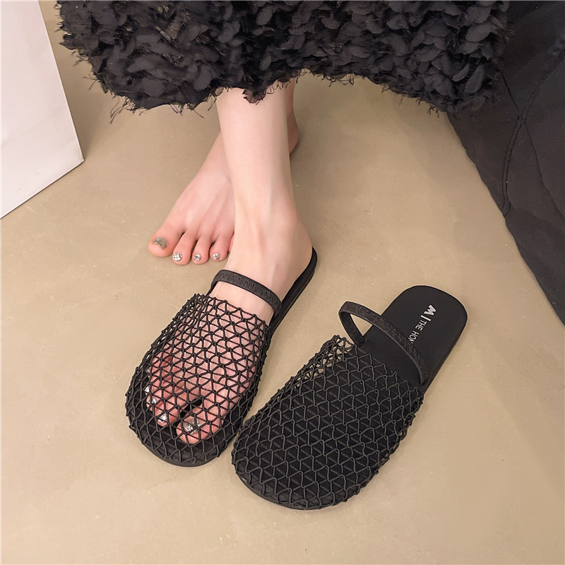 Korejskog stila PU slip-on loaferice s prozračnim gornjim dijelom od mreže, gumom potplata, ravna peta 0–3 cm