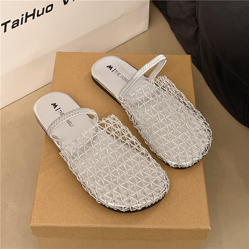 Korejskog stila PU slip-on loaferice s prozračnim gornjim dijelom od mreže, gumom potplata, ravna peta 0–3 cm