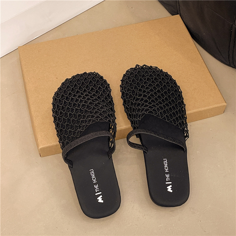 Korejskog stila PU slip-on loaferice s prozračnim gornjim dijelom od mreže, gumom potplata, ravna peta 0–3 cm