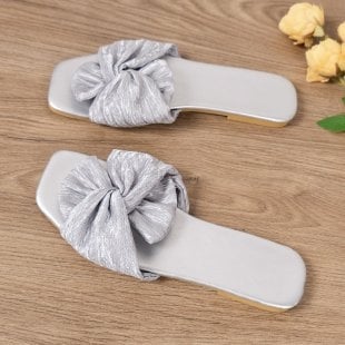 WUGULI Sandale s mašnicom, gornji dio od velura, gumeni đon, ravni đon, debljina đona 0–3 cm
