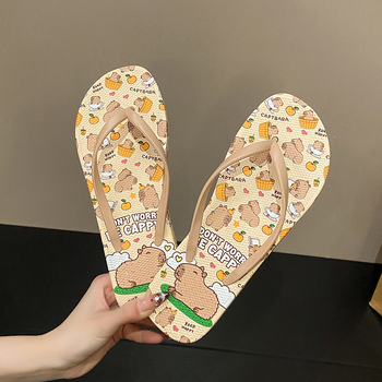 Žabky pre ženy na pláž s karikatúrnym motívom, PVC horná časť a podrážka, vstrekovaná podrážka, otvorený prst, odolné voči opotrebeniu