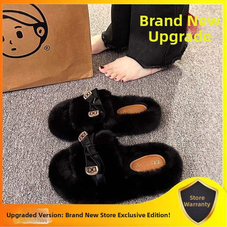 Dámske plüssové papuče v kórejskom štýle, ľahké, protišmykové, odolné, horný diel z umelého plyšu, podrážka z peny gumy, hrúbka podrážky 0–3 cm