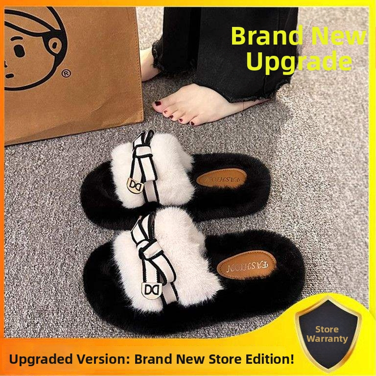 Dámske plüssové papuče v kórejskom štýle, ľahké, protišmykové, odolné, horný diel z umelého plyšu, podrážka z peny gumy, hrúbka podrážky 0–3 cm