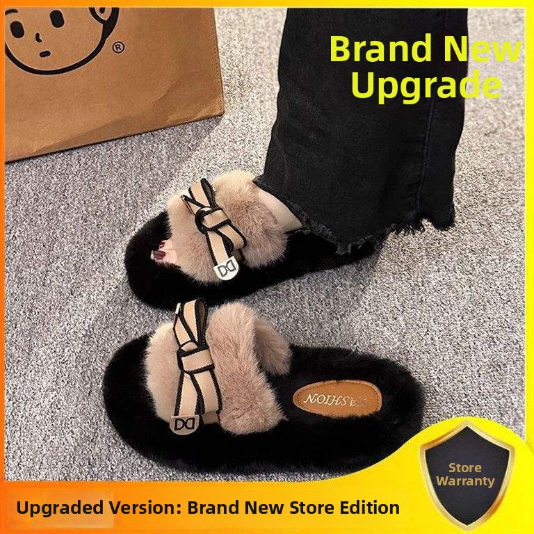 Dámske plüssové papuče v kórejskom štýle, ľahké, protišmykové, odolné, horný diel z umelého plyšu, podrážka z peny gumy, hrúbka podrážky 0–3 cm