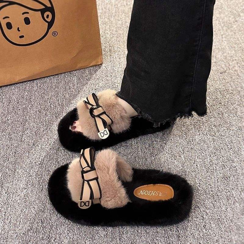 Dámske plüssové papuče v kórejskom štýle, ľahké, protišmykové, odolné, horný diel z umelého plyšu, podrážka z peny gumy, hrúbka podrážky 0–3 cm