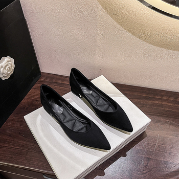 Damske plosnate cipele s oštrim nosom, PU gornji dio, gumena potplat, slip-on, korejski stil