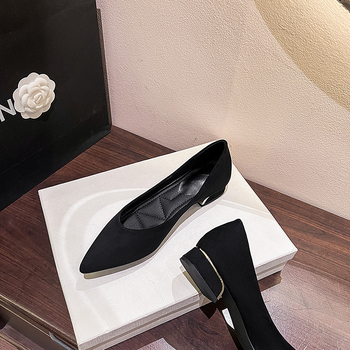 Damske plosnate cipele s oštrim nosom, PU gornji dio, gumena potplat, slip-on, korejski stil