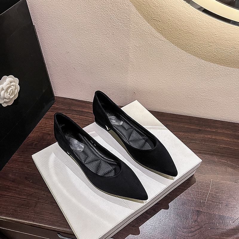 Damske plosnate cipele s oštrim nosom, PU gornji dio, gumena potplat, slip-on, korejski stil