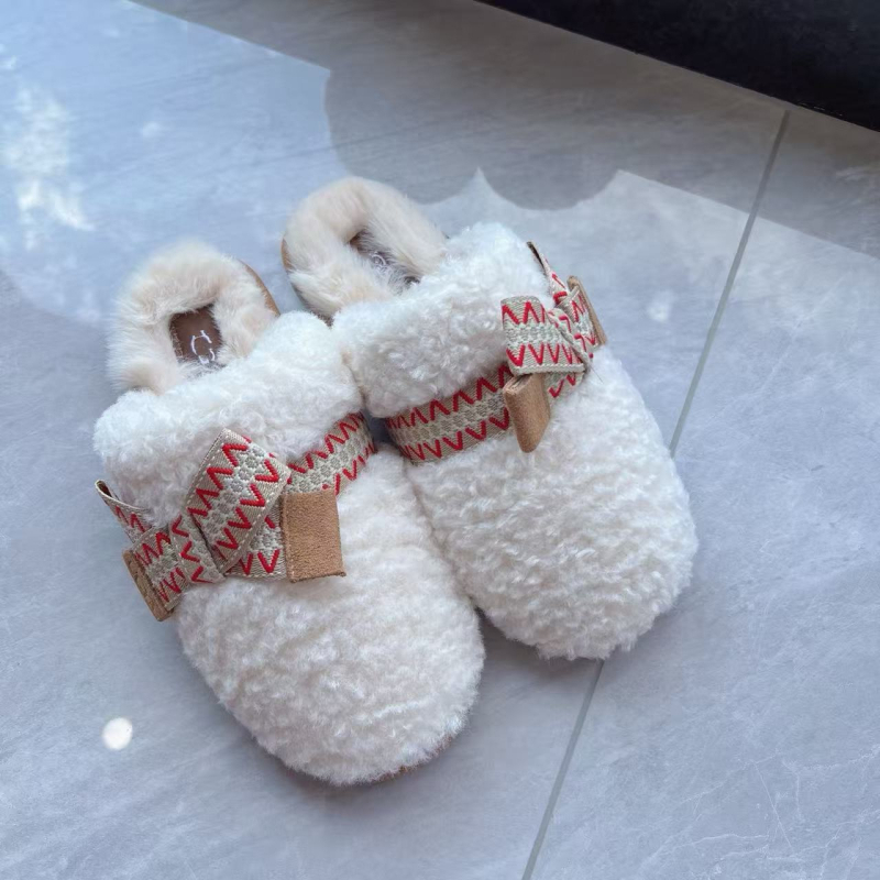 Papuče s gornjim dijelom od ovčje vune, umjetna krzna za podstavu, EVA potplat, slip-on, debljina potplata 3–5 cm