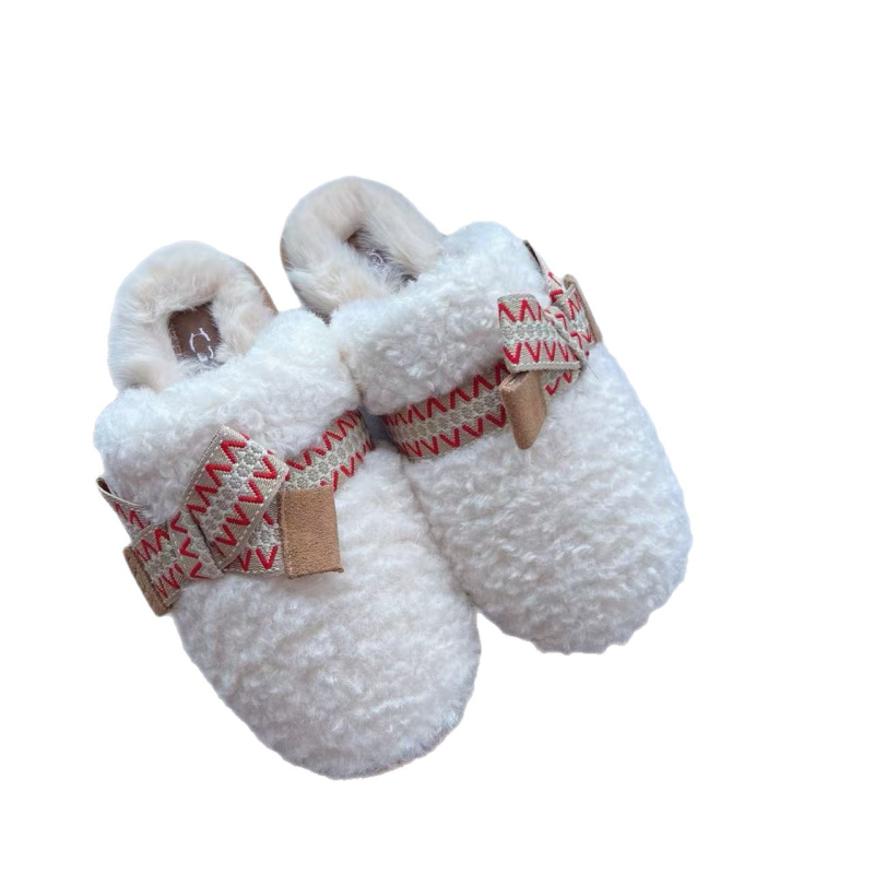 Papuče s gornjim dijelom od ovčje vune, umjetna krzna za podstavu, EVA potplat, slip-on, debljina potplata 3–5 cm