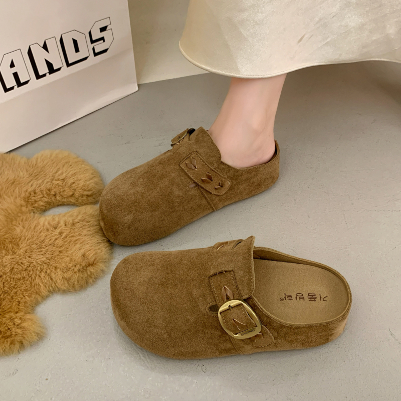 Dámske uzavreté nosy slip-on topánky, francúzske retro, priedušná umelá koža horná časť, gumová podrážka, plochá podrážka, hrúbka podrážky 3-5 cm, jar 2025