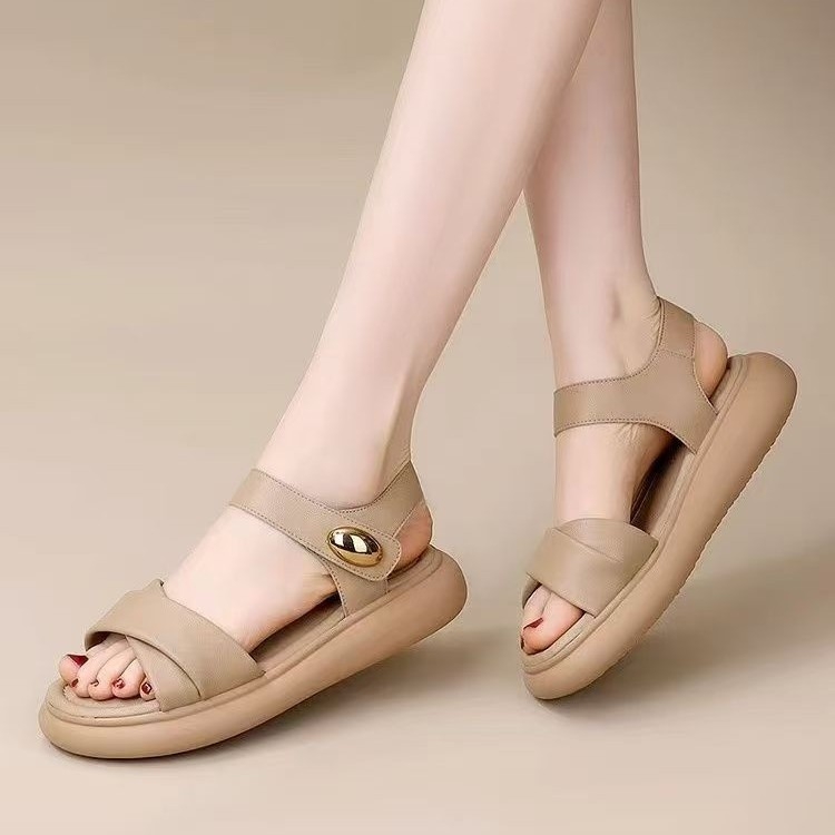 Dámske sandále na suchý zips s jedným remienkom - PU vrchná časť, PU podrážka, PU podšívka, zapínanie na Velcro, okrúhla špička, voľnočasový štýl, leto 2025