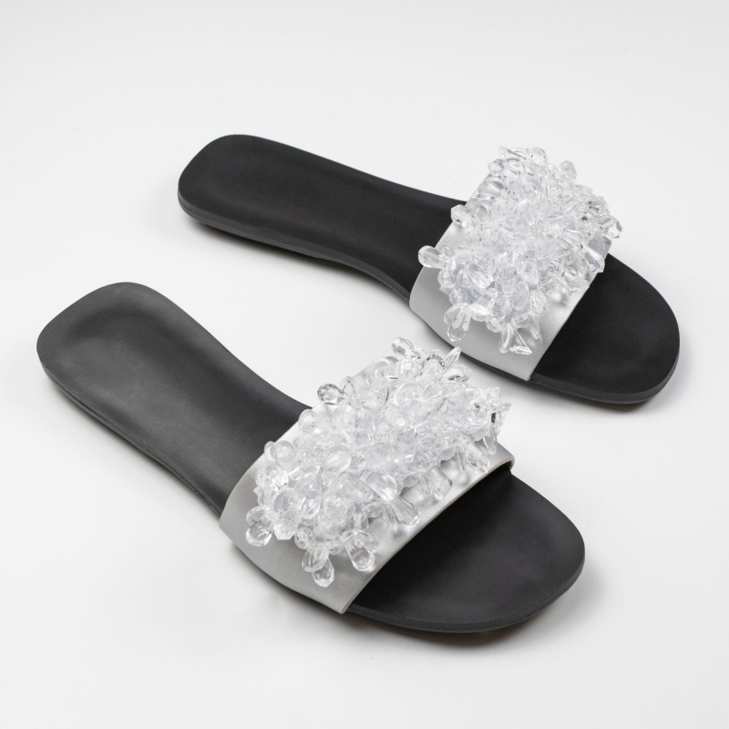 Ženske sandale s afričkim kristalima, gornji dio od sintetičke kože, potplat PVC, debljina potplata 0–3 cm, ravna potplata, protuklizne i otporne na habanje