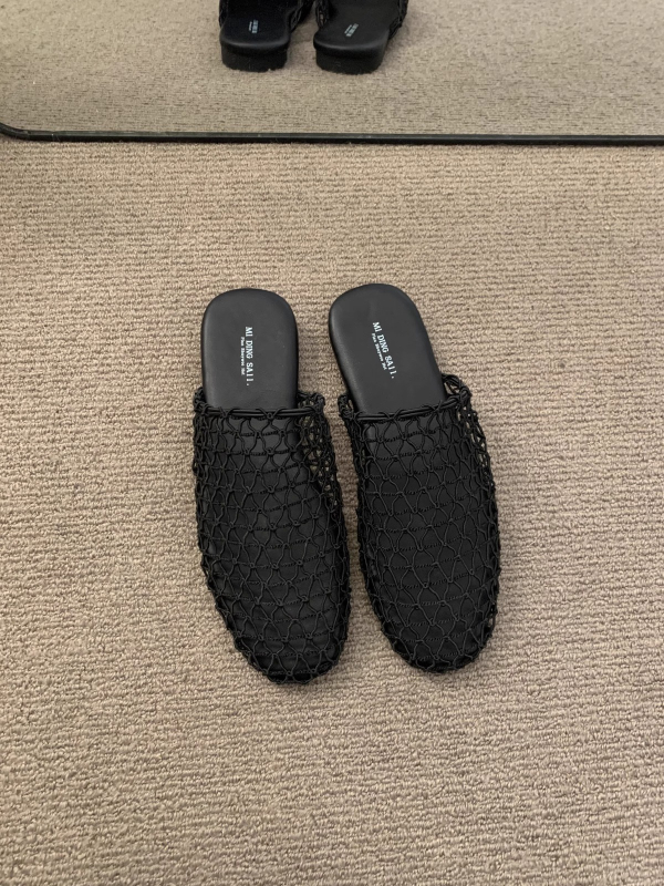 Sandale sa zatvorenim prstom, mrežasti gornji dio, korejski stil, slip-on, gumena potplat