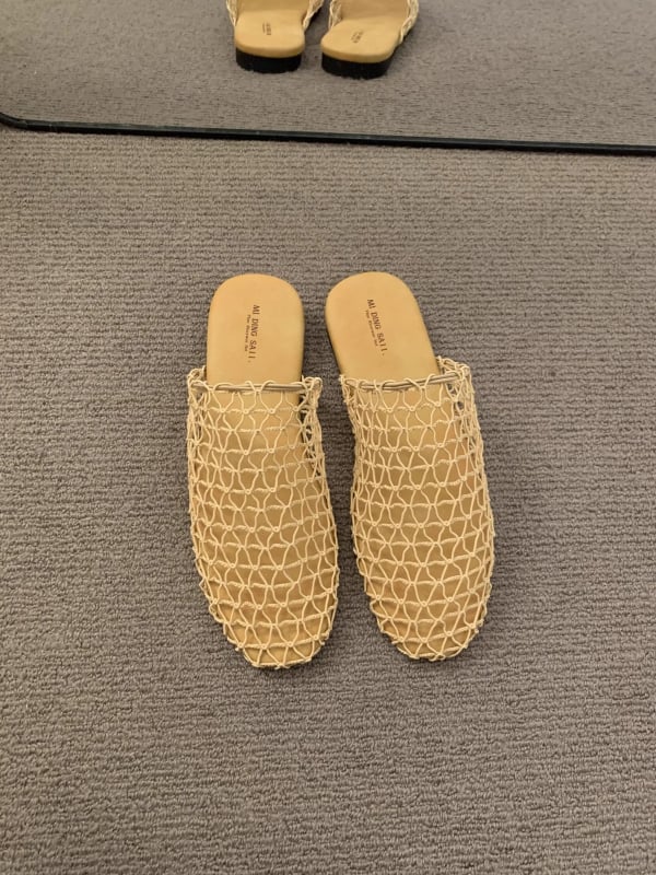 Sandale sa zatvorenim prstom, mrežasti gornji dio, korejski stil, slip-on, gumena potplat