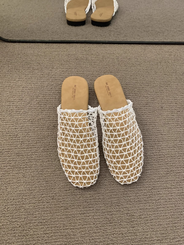 Sandale sa zatvorenim prstom, mrežasti gornji dio, korejski stil, slip-on, gumena potplat