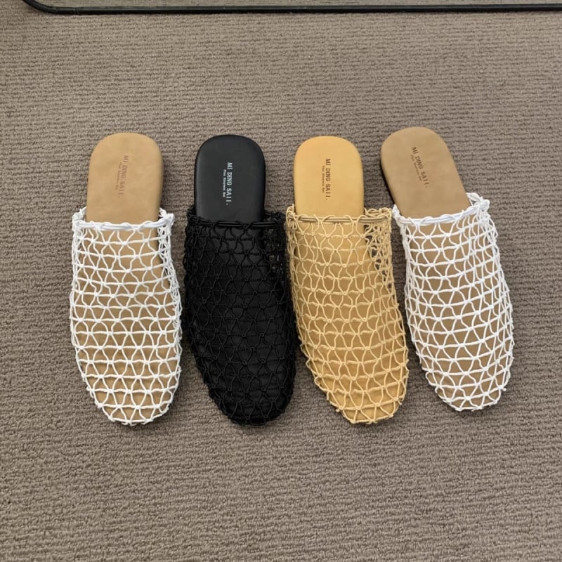 Sandale sa zatvorenim prstom, mrežasti gornji dio, korejski stil, slip-on, gumena potplat