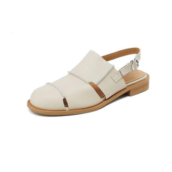 Zatvorené sandále s remienkami, mäkká podrážka, retro rímsky štýl, jedno zapínanie, guľatá špička