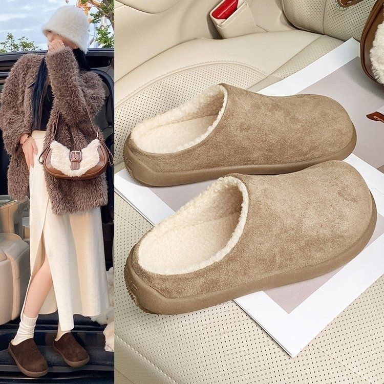 Dámske papuče z umelej kožušiny s vnútornou výstelkou, PU podrážka, injektovaná konštrukcia, plochá podrážka