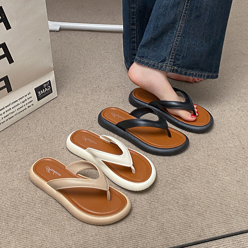 Ženske ljetne flip-flopice s uzorkom herringbone, gornji dio PVC, potplat PVC, injekcijska tehnologija potplata, ravni potplat, svakodnevno nošenje
