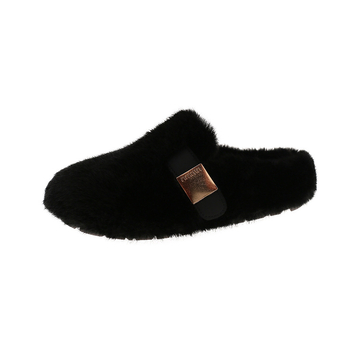 Ženske papuče u princess stilu, velur gornji dio, gumena potplata, ravno dno, debljina potplata 3–5 cm