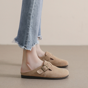 Ženske cipele Baotou Birkenstock – gornji dio od prave kože, kožna podstava, gumeni potplat, retro stil, slip-on