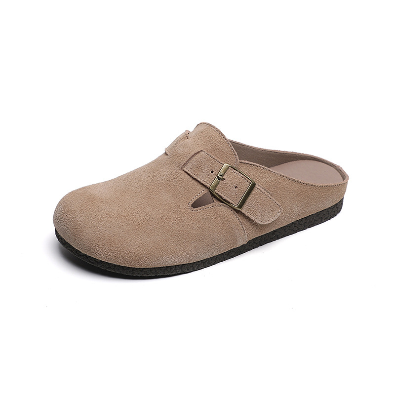 Ženske cipele Baotou Birkenstock – gornji dio od prave kože, kožna podstava, gumeni potplat, retro stil, slip-on