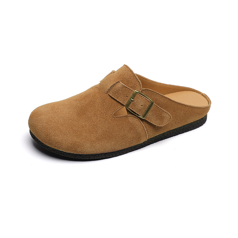 Ženske cipele Baotou Birkenstock – gornji dio od prave kože, kožna podstava, gumeni potplat, retro stil, slip-on