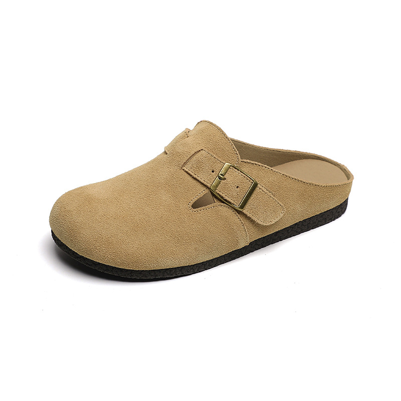 Ženske cipele Baotou Birkenstock – gornji dio od prave kože, kožna podstava, gumeni potplat, retro stil, slip-on