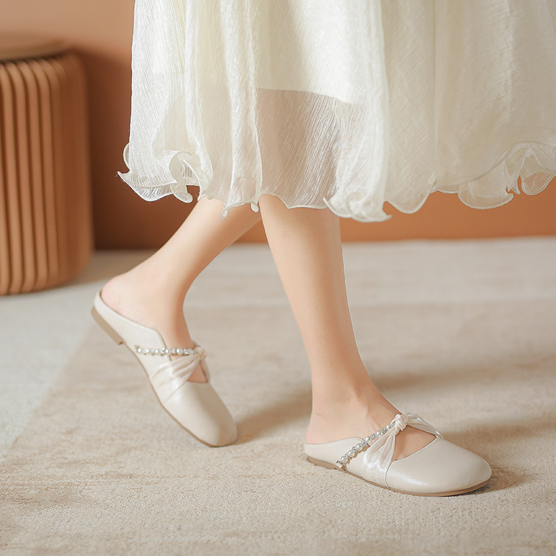 Ženske slip-on sandale – Korejskog stila, gornji dio od mikrovlakana, unutarnji dio od mikrovlakana, gumena potplat, slip-on dizajn
