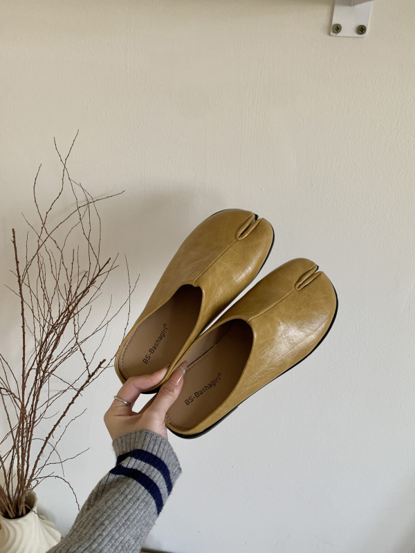 Ženske mule u korejskom stilu, gornji dio od mikrovlakana, gumeni potplat, Slip-On, plosna potpetica