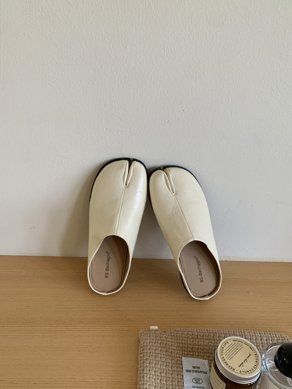 Ženske mule u korejskom stilu, gornji dio od mikrovlakana, gumeni potplat, Slip-On, plosna potpetica