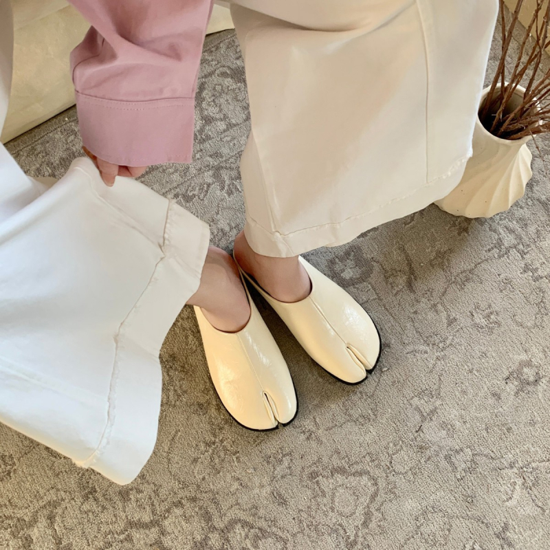 Ženske mule u korejskom stilu, gornji dio od mikrovlakana, gumeni potplat, Slip-On, plosna potpetica
