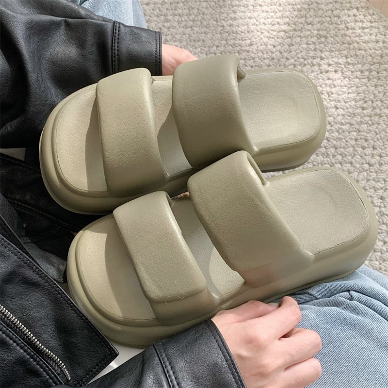 Sandale s debelim potplatom i dvostrukim remenima, EVA gornji dio, EVA potplat, debljina 5–8 cm, slip-on