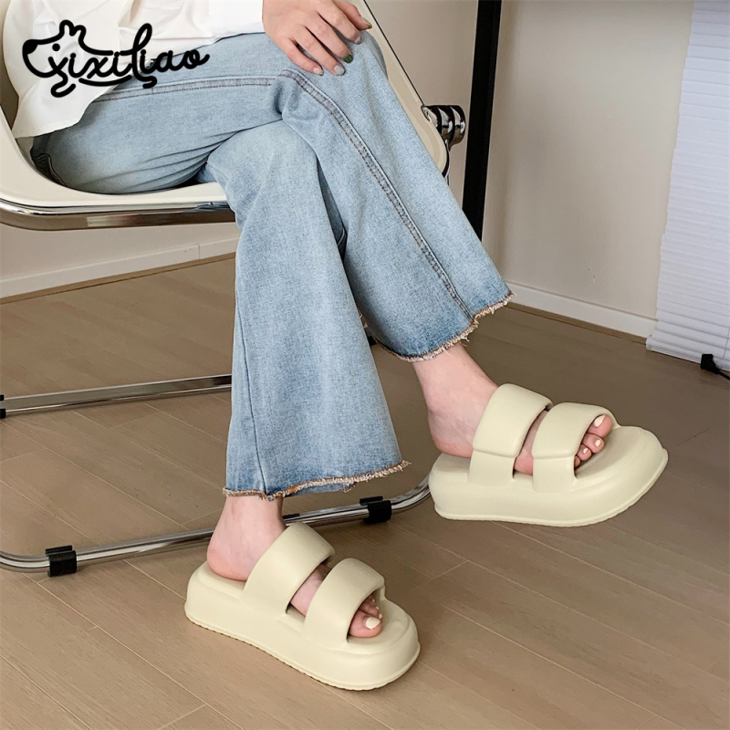Sandale s debelim potplatom i dvostrukim remenima, EVA gornji dio, EVA potplat, debljina 5–8 cm, slip-on