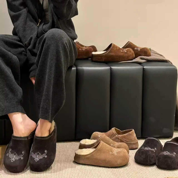 Γυναικεία Παπούτσια - Nubuk από δέρμα αγελάδας πρώτης ποιότητας, επένδυση από μαλλί αρνιού, καουτσούκ σόλα, παχιά σόλα 3–5 cm, slip-on casual