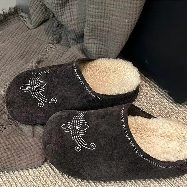 Γυναικεία Παπούτσια - Nubuk από δέρμα αγελάδας πρώτης ποιότητας, επένδυση από μαλλί αρνιού, καουτσούκ σόλα, παχιά σόλα 3–5 cm, slip-on casual