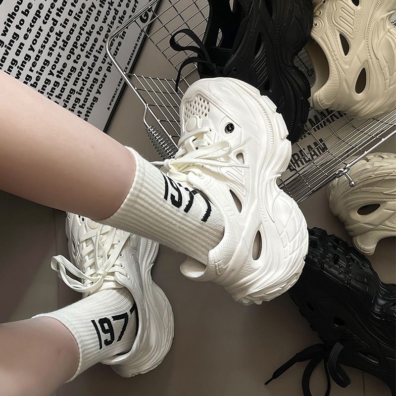 Unisex topánky s dierkami – horný EVA materiál, ľahké, bežné sandále do vody na pláž, podrážka 3.5 cm+