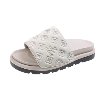 Ženske papuče s debelim đonom i Velcro kopčom, PVC gornji dio, PVC đon, PVC podstava, zaobljeni vrh prsta, retro stil