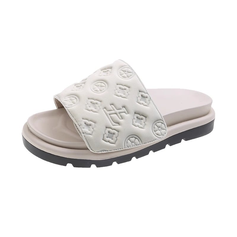 Ženske papuče s debelim đonom i Velcro kopčom, PVC gornji dio, PVC đon, PVC podstava, zaobljeni vrh prsta, retro stil