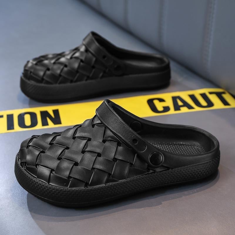 Мъжки сандали с гумено ходило, закрита носка, нисък ток, casual стил