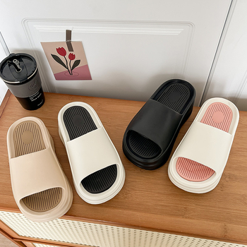 Женски EVA джапанки с дебела подметка и повдигната платформа, EVA горна част, кръгъл нос, корейски стил