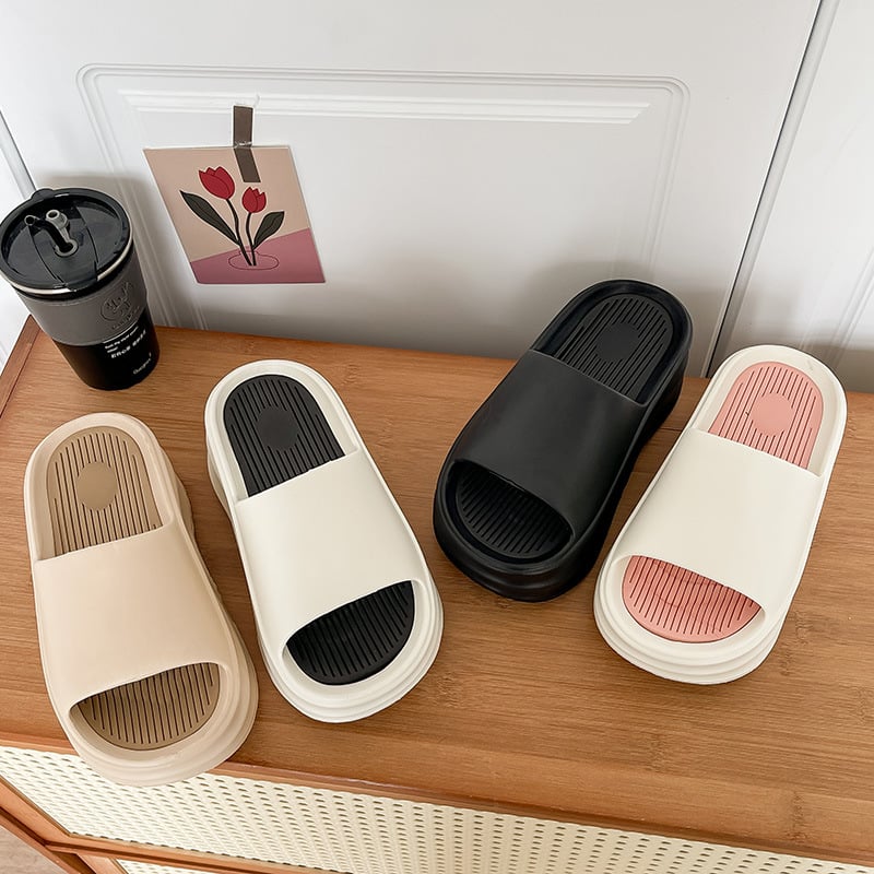 Женски EVA джапанки с дебела подметка и повдигната платформа, EVA горна част, кръгъл нос, корейски стил