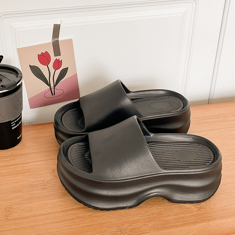 Женски EVA джапанки с дебела подметка и повдигната платформа, EVA горна част, кръгъл нос, корейски стил