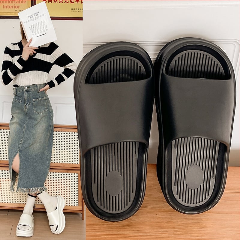 Женски EVA джапанки с дебела подметка и повдигната платформа, EVA горна част, кръгъл нос, корейски стил