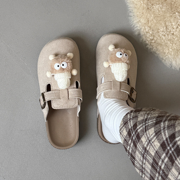 Ženske Baotou papuče s cartoon uzorkom, gornji dio od umjetne kože, PVC potplat, bez podstava, debljina potplata 0–3 cm, protuklizne, casual stil