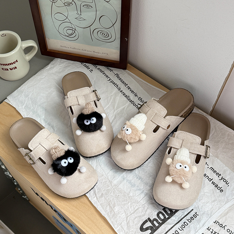 Ženske Baotou papuče s cartoon uzorkom, gornji dio od umjetne kože, PVC potplat, bez podstava, debljina potplata 0–3 cm, protuklizne, casual stil